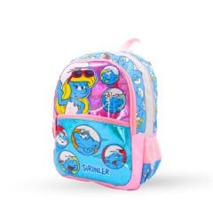 Şirinler Smurfette Style Üç Gözlü Sırt Çantası